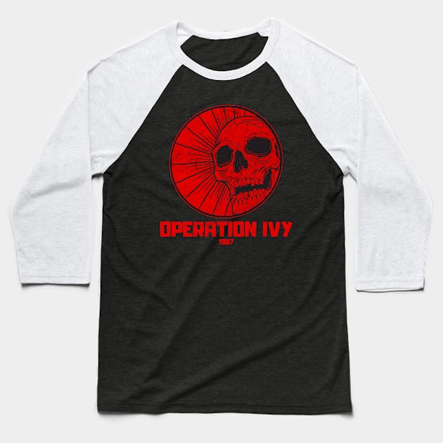 skull red operation ivy Baseball T-Shirt by lord cobra